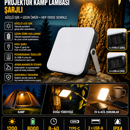 YENİ - PROJEKTÖR ŞARJLI LAMBA - wison Ws 682