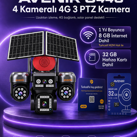 FULL SET KAMERA GÜNEŞ ENERJİLİ ÇİFT PANELLİ SİM KARTLI