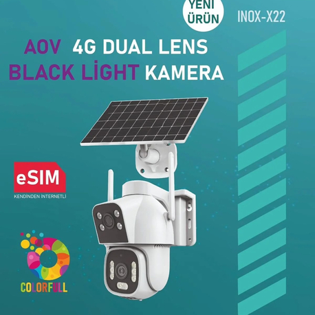 INOX GECE GÖRÜŞÜ YÜKSEK GÜNEŞ ENERJİLİ KAMERA SİM KARTLI