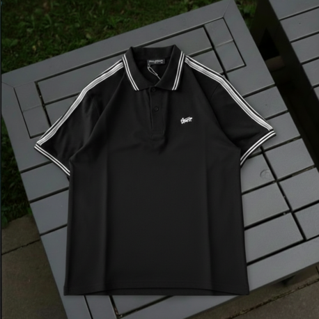 POLO YAKA STW NAKIŞLI LOGO TSHİRT SİYAH