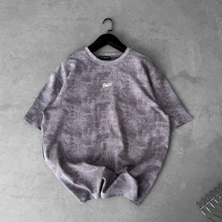Bisiklet Yaka Oversize Yıkamalı Tshirt Gri
