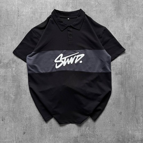 Polo Yaka Orta Şerit Stw Nakış Tshirt