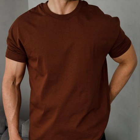 Kollar Dar Kesim Tshirt Kahverengi
