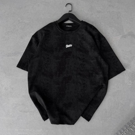 Bisiklet Yaka Oversize Yıkamalı Tshirt Siyah