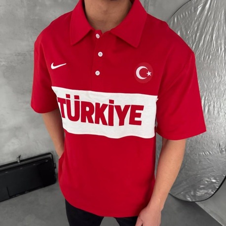 Polo Yaka Türkiye Tshirt Kırmızı