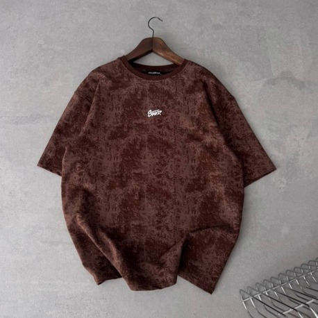 Bisiklet Yaka Oversize Yıkamalı Tshirt Kahve