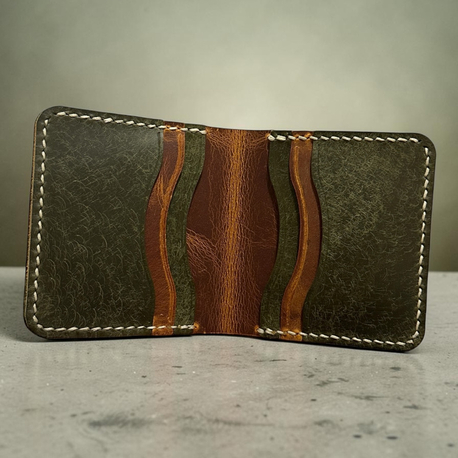 Helsinki Yeşil/Kahve El Yapımı Deri Cüzdan 