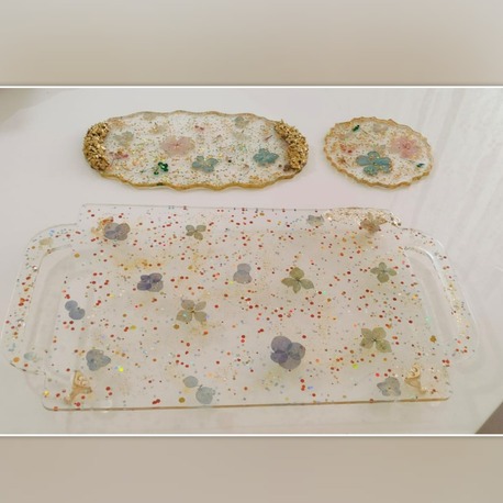 Epoksi Çiçekli Üçlü Set