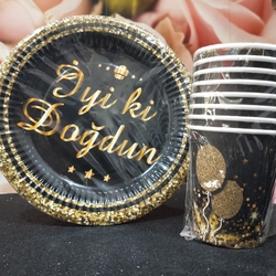 İyi Ki Doğdun Tabak Bardak Seti 8 kişilik