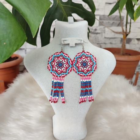 PEMBE MANDALA KUM BONCUK KÜPE