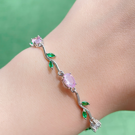 Silver Tulip Bileklik Pembe&Yeşil