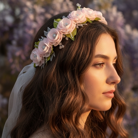 romantik zamansız çiçekli taç