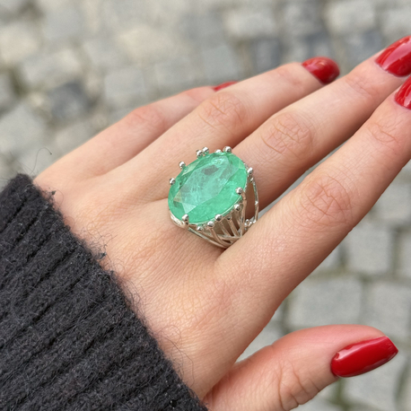 Paraiba Taş 925 Ayar Gümüş Yüzük