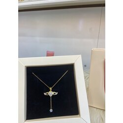 Hareket eden kanatlı kalp gümüş kolye 