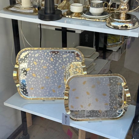 premium serisi  gümüş Gold tepsi 