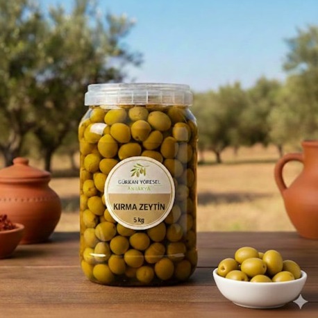 Gürkan Yöresel- Hatay Kırma Yeşil Zeytin(5kg)