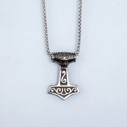 İskandinav Viking Thor Mjölnir Paslanmaz Çelik Kolye