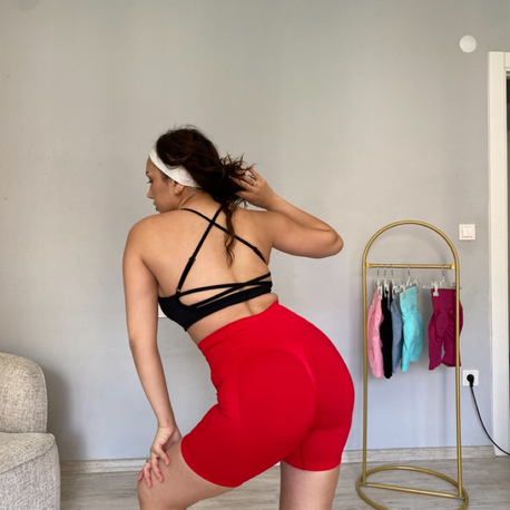 Kırmızı ekstra push up seamless şort 