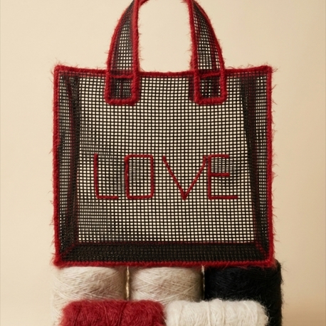 El Yapımı Kanvas Plaj Çantası – Kırmızı LOVE Tasarım