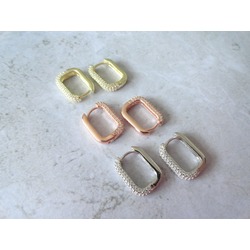 White Rectangle Hoop Earrings