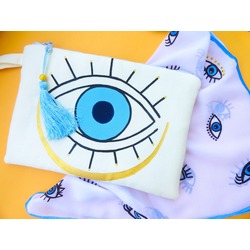 Handpainted Evil Eye Clutch & Scarf 