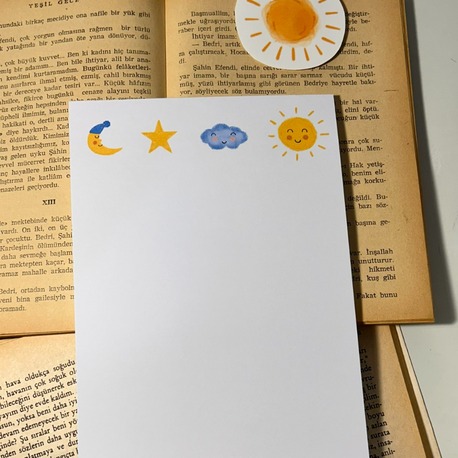 Güneş Bulut Notepad Çek Kopar Defter, Tutkallı Bloknot, A5, Çizgisiz Defter