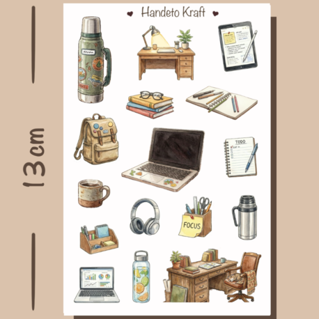 Ofis ve Ders Temalı Sticker Seti Çıkartma Scrapbook Bullet Journal