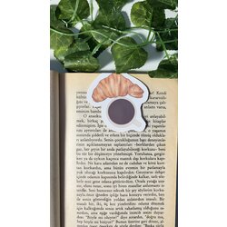 Kruvasan ve kahve mıknatıslı kitap ayracı