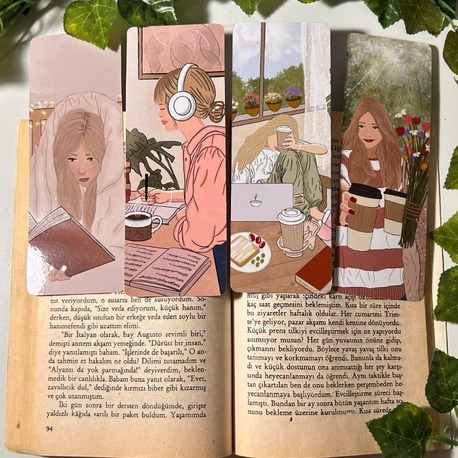 Çoklu kitap ayracı, 4 adet, El yapımı, uzun sarı saç