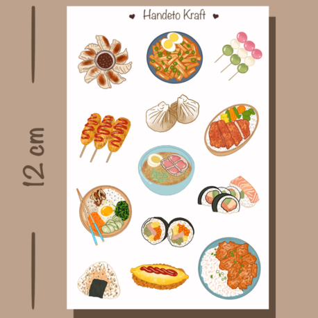 Asya Yemekleri Sticker, Planner Etiket, Çıkartma, Scrapbook, Journal Sticker