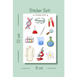 Kimya temalı Sticker Seti, 8x12 cm, çıkartma, bullet journal, scrapbook, kolaj, etiket