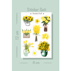 Sarı çiçek temalı sticker seti