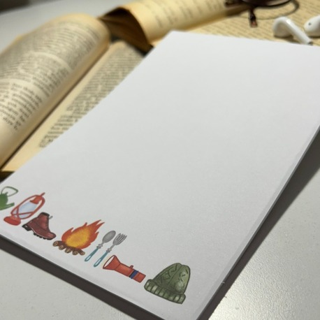 Kamp Temalı Notepad Çek Kopar Defter, Tutkallı Bloknot, A5, Çizgisiz Defter