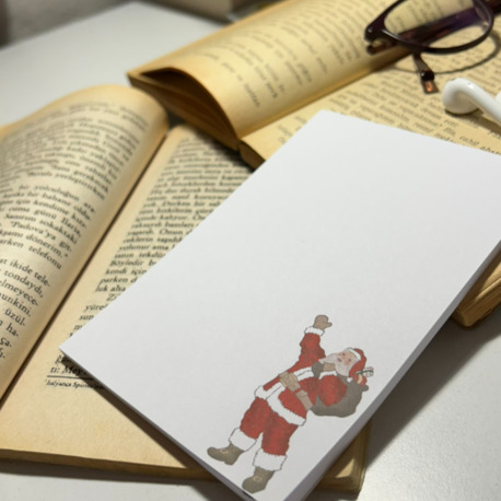 Noel baba temalı notepad /Çek kopar not defteri, A6 boyutu, 40 sf., Tutkalla birleştirilmiştir.
