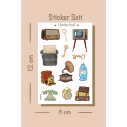 Vintage sticker seti, 8x12 cm, çıkartma, bullet journal, scrapbook, kolaj, etiket