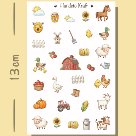 Çiftlik Temalı Sticker Seti Çıkartma Scrapbook Bullet Journal Etiket Ajanda