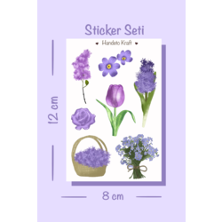 Mor çiçek temalı sticker seti