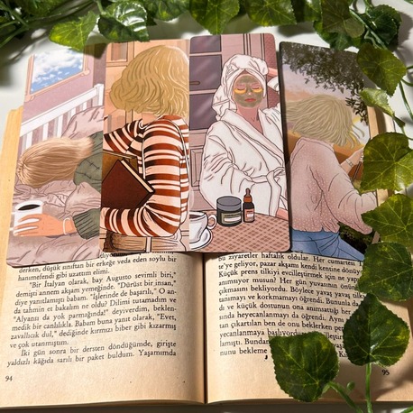 Çoklu kitap ayracı, 4 adet, el yapımı kısa sarı saç temalı