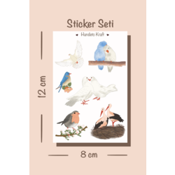 Kuş temalı sticker seti