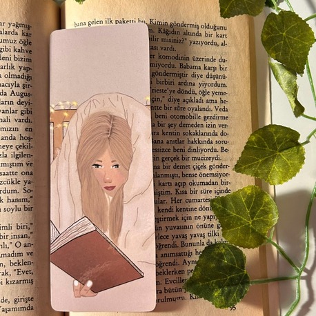 Yorgan ve kitap temalı kitap ayracı