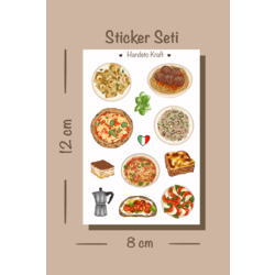 İtalyan yemekleri sticker seti, 8x12 cm, çıkartma,