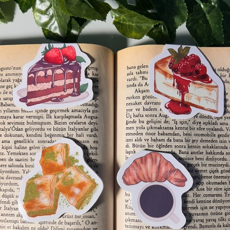 4'lü tatlı temalı mıknatıslı kitap ayracı çoklu
