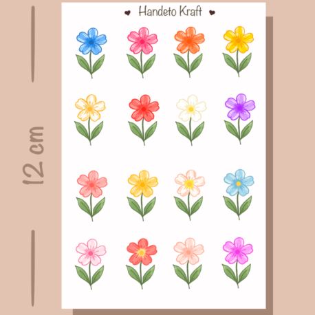 Çiçek Sticker, Planner Etiket, Çıkartma, Scrapbook, Journal Sticker, Stikır, Stiker