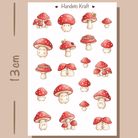 Mantar Temalı Sticker Seti Çıkartma Scrapbook Bullet Journal Etiket Ajanda