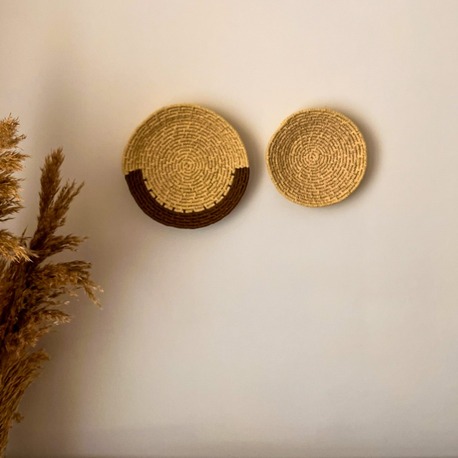 El Yapımı  Hasır Duvar Dekoru - 2 li Set (20 cm/ 25 cm)
