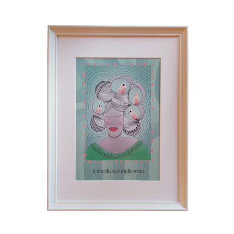 İçimdeki Sesi Dinliyorum Poster Baskı+ İkili Kart Postal Seti Hediye