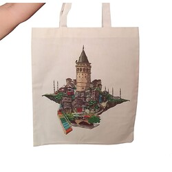 Galata Baskılı Bez Çanta 