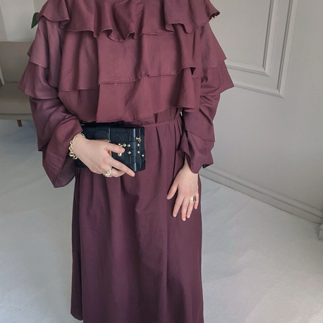 Lena göğsü fırfırlı elbise