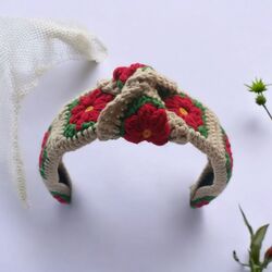 Çiçekli Vintage Taç - Ekru