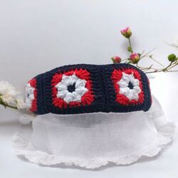 Çiçekli Vintage Taç - Lacivert 